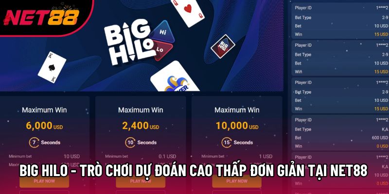 Big Hilo - Trò Chơi Dự Đoán Cao Thấp Đơn Giản Tại Net88 2026