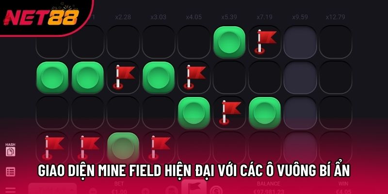 Giao diện Mine Field hiện đại với các ô vuông bí ẩn Giao diện Mine Field hiện đại với các ô vuông bí ẩn